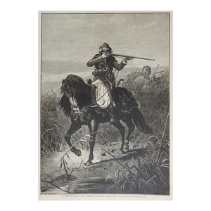 1877 Harpers Weekly Engraving Moab Bedouin on Arabian Horse