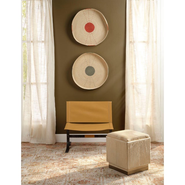 2020s Jamie Young Easton Ottoman, Tan Hide For Sale - Image 5 of 5