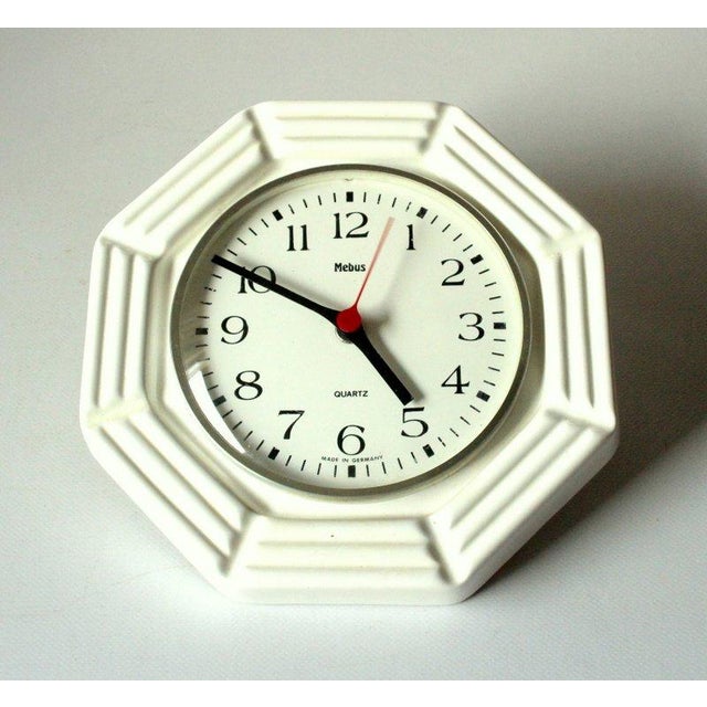 Handmade german ceramic kitchen wall clock - works with battery - shows also seconds - in excellent vintage condition,...