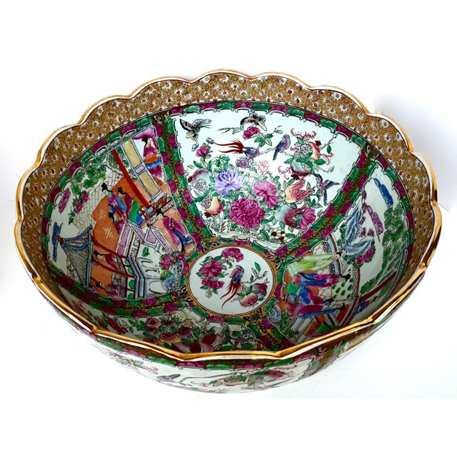Chinese Mid 20th Century Centerpiece 16 1/2" Diameter "Chinese Export" Bowl. Famille Rose For Sale - Image 3 of 17