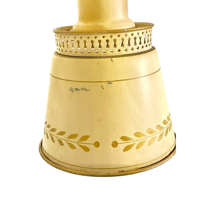 Vintage Cream Tole Double-Arm Table Lamp With Pierced Shades – Hollywood Regency Style For Sale - Image 15 of 18