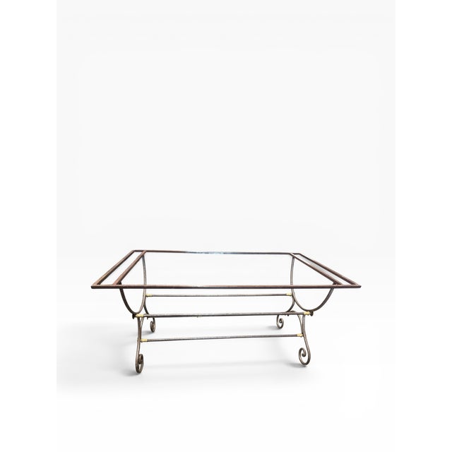 Vintage Forged Iron & Granite Outdoor Dining Table With Brass Accents For Sale - Image 9 of 9