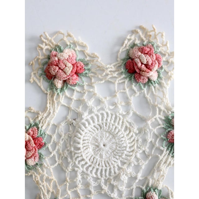 Mid 20th Century Vintage Crotchet Floral Doily For Sale - Image 5 of 10