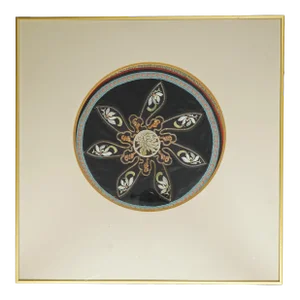 Framed Embroidered Chinese Silk Hat Applique Republic