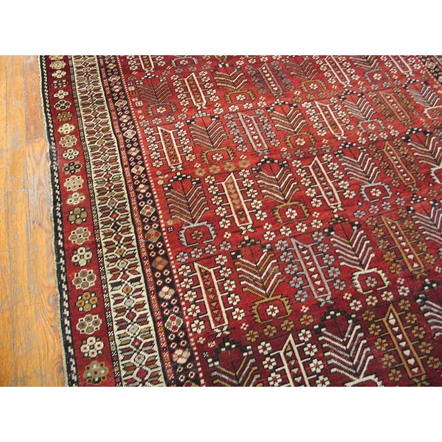 1900s Red Rust Tree of Life Geometric Antique Caucasian Shirvan Rug 5'10" X 9'10" Wool Carpet For Sale - Image 4 of 6