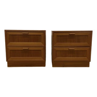 Danish Modern Minimalist Teak Nightstands - A Pair For Sale