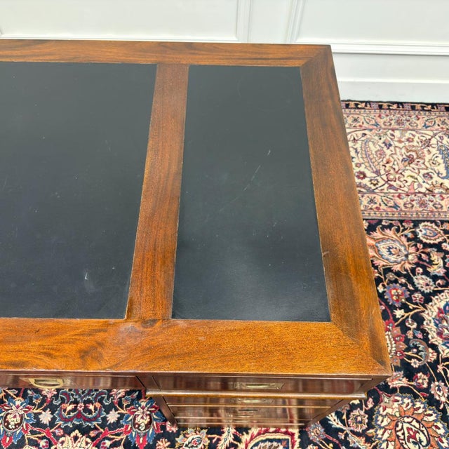 Classic English Desk with Black Leather For Sale - Image 17 of 18