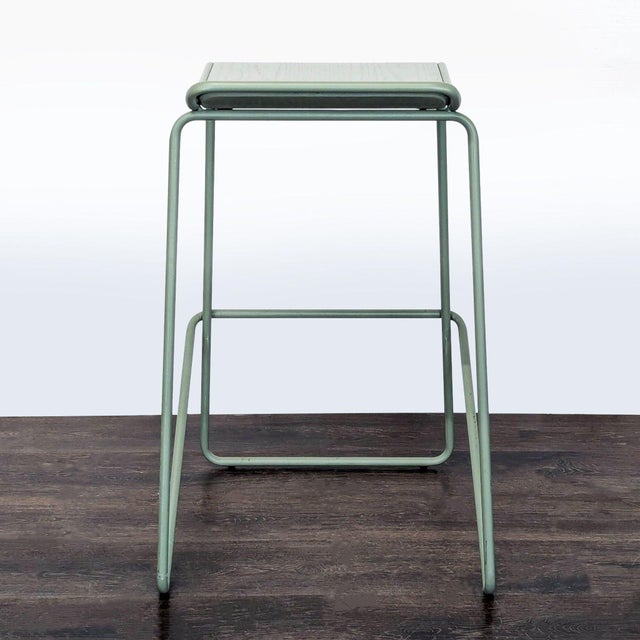 2020s Blu Dot Minimalist Green Metal Counter Stool For Sale - Image 5 of 8