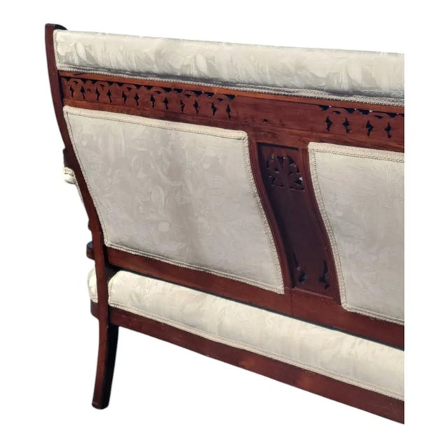 Solid 19th Century American Eastlake Loveseat Made of Walnut Wood, Refurbished. For Sale - Image 13 of 18