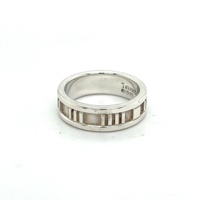 1990s 1990s Authentic Tiffany & Co Estate Atlas Ring Size 6.5 Silver 6 mm For Sale - Image 5 of 6