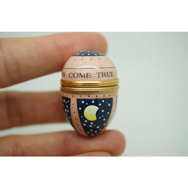 Halcyon Days Enamels England May All Your Dreams Come True Egg Trinket Pill Box For Sale - Image 6 of 11