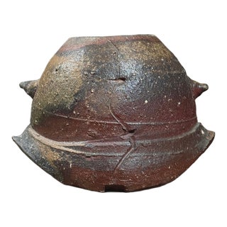 Vintage Brutalist Anagama Fired Spiked Earthenware Vessel by Jeff Shapiro, Signed For Sale