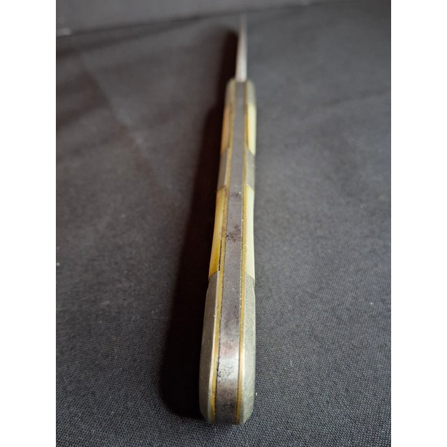 Rare Antique Mother of Pearl Folding Challah Knife Karlsbad Judaica Jerusalem Temple Engraved For Sale - Image 17 of 18