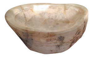 Natural Crystal Quartz Geode Hand-Carved Semiprecious Stone Vessel Sink