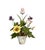 A charming, vintage tole floral arrangement. Features gorgeous, colorfully hued blooms accented by green leaves and stems...