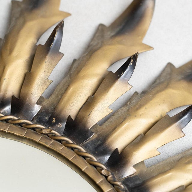 Mid-Century Modern Sunburst Mirror Brass, 1960s For Sale - Image 9 of 10