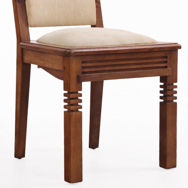 Rare Set of Six French Oak Dining Chairs by Charles Dudouyt, C 1940 For Sale In Philadelphia - Image 6 of 11