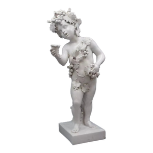 C1900 Continental Louis XV Bacchanalian Child Figural Sculpture in White Glaze Terracotta