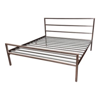 Eastern King Size Room & Board Stainless Steel Parsons Bed Frame For Sale