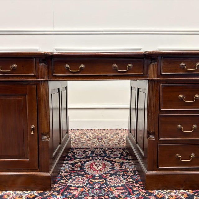 English Classic Desk in Teak with Leather For Sale - Image 10 of 18
