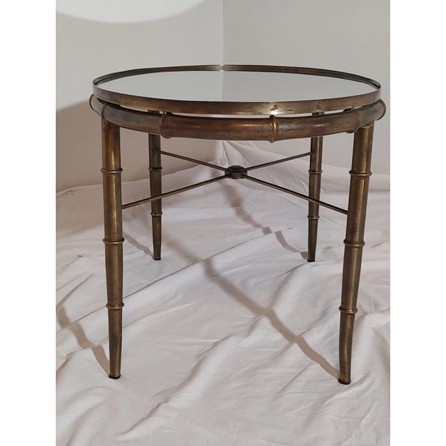 Hollywood Regency 1970s Mastercraft Brass Table With Faux Bamboo Accents For Sale - Image 3 of 13
