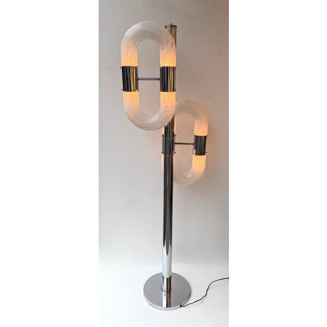 Mazzega Murano Metal Chain Floor Lamp Murano Glass by Aldo Nason for Mazzega, Italy, 1970s For Sale - Image 4 of 12