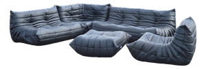 Togo Sofa in Black Leather by Michel Ducaroy for Ligne Roset, Set of 5