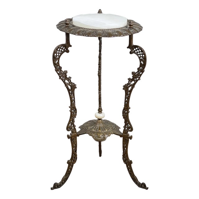 Antique Victorian Bronze and Onyx Stand C. Late 19th Century For Sale