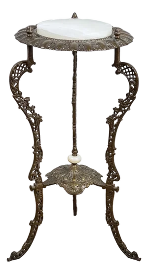 Antique Victorian Bronze and Onyx Stand C. Late 19th Century