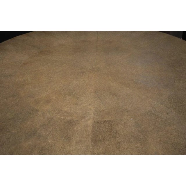 Beige 1980s Solid Bronze and Faux Shagreen Center Table in the Style of Maison Bagues For Sale - Image 8 of 10