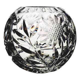 Lausitzer Margaret German Lead Crystal Rose Bowl 5" Sunflower Pattern For Sale
