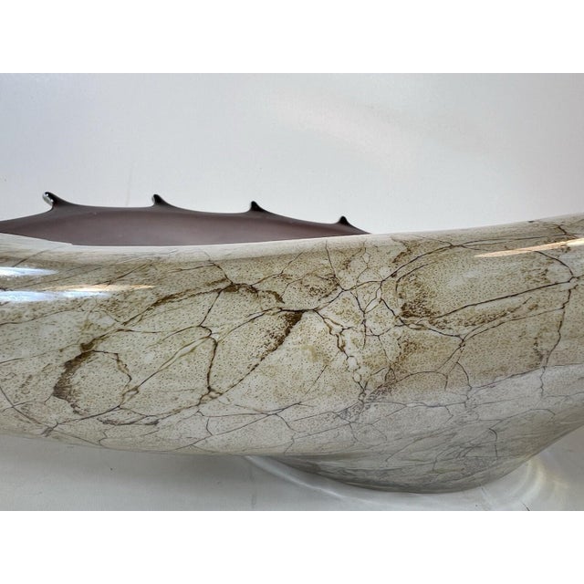 Vintage Krosno Jozefina Poland Art Glass Shell Clam Centerpieces Platter Bowl For Sale - Image 6 of 12