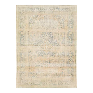 Antique Medallion Persian Malayer Beige Wool Rug HandCrafted in the 1910s