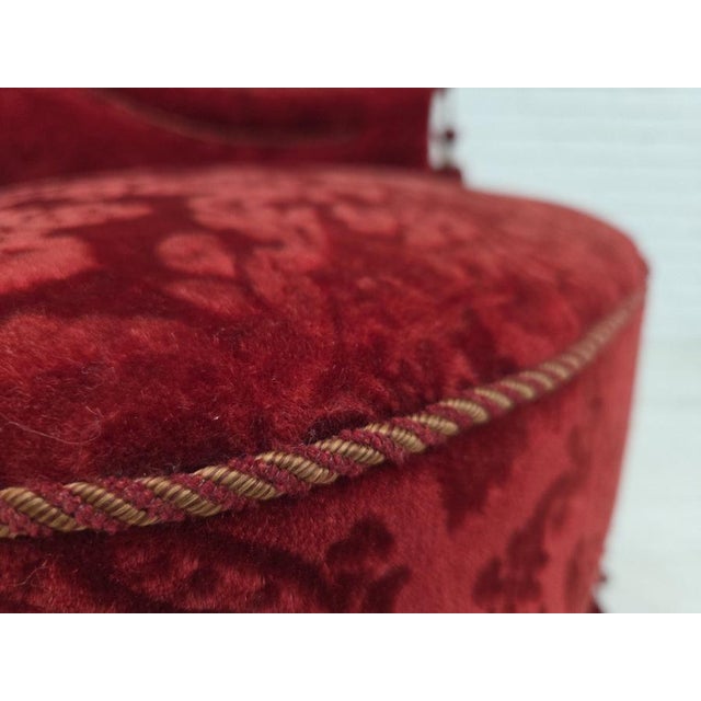 Danish Armchair in Velour with Beech Legs, 1950s For Sale - Image 6 of 18