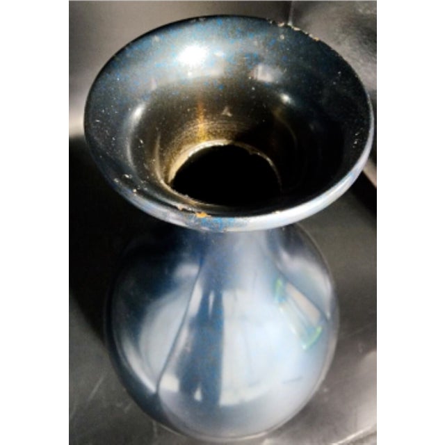 Blue Beautiful, Elegant Vintage Japanese Houn-Style Takaoka Cast Bronze Vase For Sale - Image 8 of 11