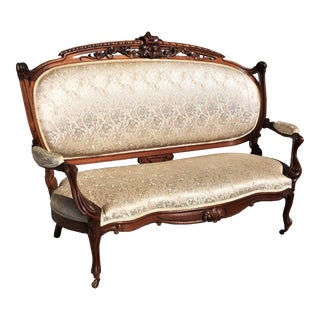 19th Century Victorian Heavily Carved Sofa For Sale