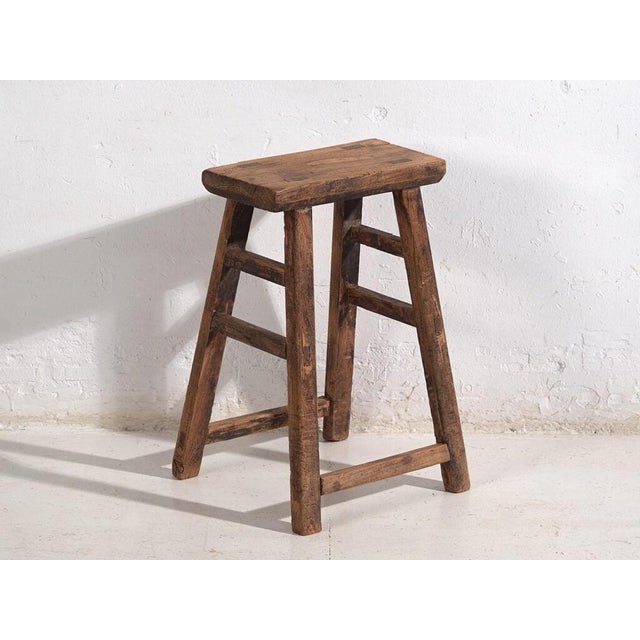 Brown Antique Oriental Stools in Elm, Set of 2 For Sale - Image 8 of 11