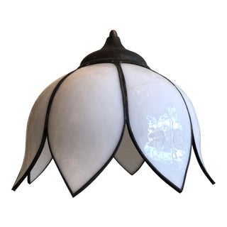 Vintage Milkglass Lotus Pendant Fixture For Sale