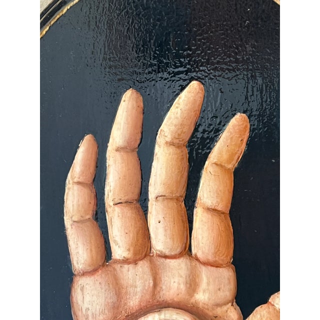 Pair of Oil on Wood Baroque Style Old Masters Manner "Hands of Mercy" Paintings For Sale - Image 9 of 12