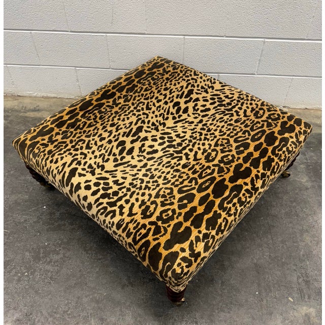 1990s George Smith Standard Style Leopard Ottoman For Sale - Image 5 of 6