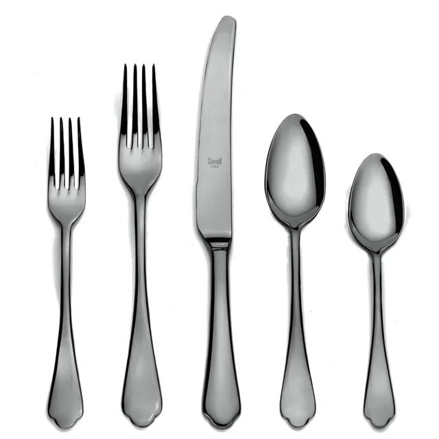 Contemporary Mepra Dolce Vita 5-Piece Flatware Set, Mirror Black For Sale - Image 3 of 3