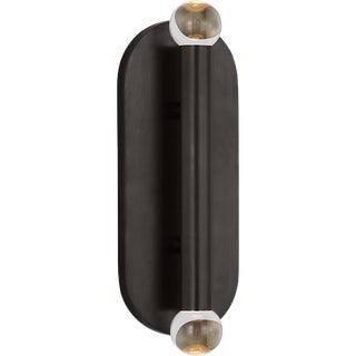 Kelly Wearstler for Visual Comfort Signature Rousseau Large Vanity Sconce in Bronze with Clear Glass Orb For Sale