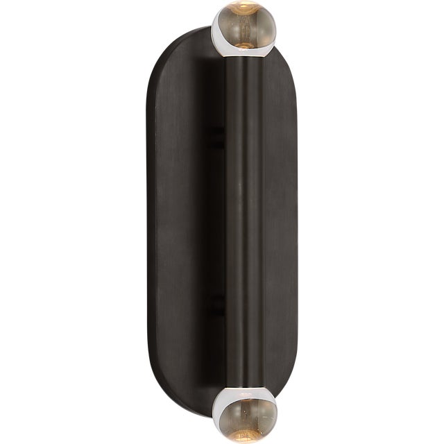 Kelly Wearstler for Visual Comfort Signature Rousseau Large Vanity Sconce in Bronze with Clear Glass Orb For Sale