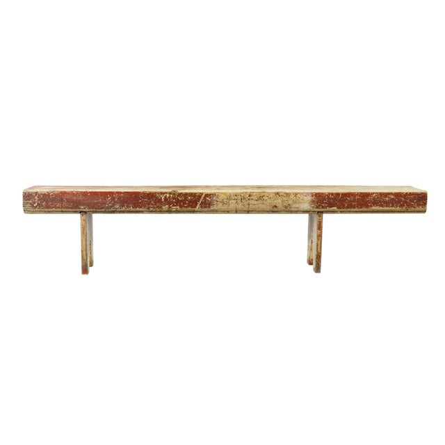 Late 19th Century Swedish Painted Pine Kitchen Bench, 1880s For Sale - Image 5 of 8