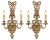 2 light wood carved sconce featuring a shell with ribbon motif in a gold finish. Created in Italy.