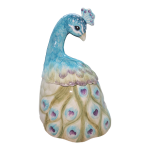 Edie Rose Home Peacock Collection 6" Figurine Trinket Box W/Lid Fitz & Floyd