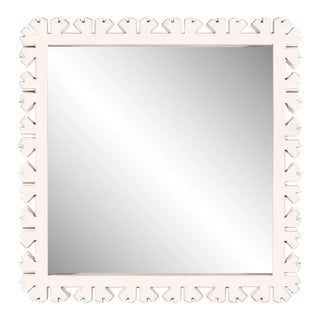 Fleur Home Audubon Bamboo Sticks Square Mirror in Frosted Petal, 24x24 For Sale