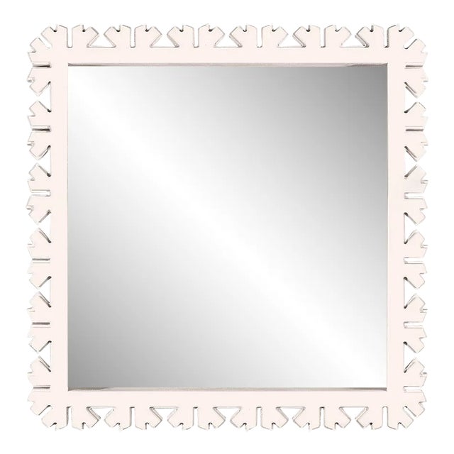 Fleur Home Audubon Bamboo Sticks Square Mirror in Frosted Petal, 24x24 For Sale