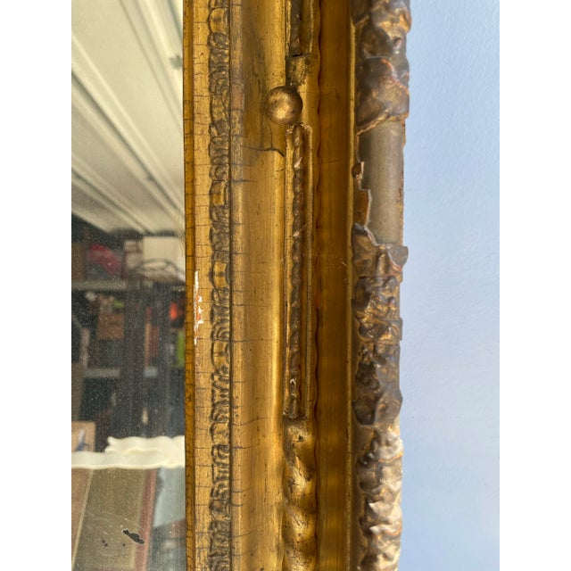 Early 19th Century 19th Century Antique Gilt Wood Pier Mirror – Ornate Gold Leaf Frame With Original Glass For Sale - Image 5 of 10