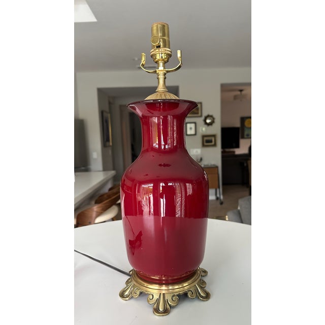 1960s Single Chinese Sang De Boeuf Flambé Oxblood Porcelain Table Lamp For Sale - Image 17 of 17